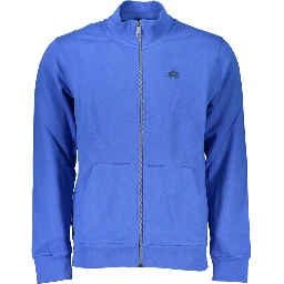 Blue Cotton Men Sweater