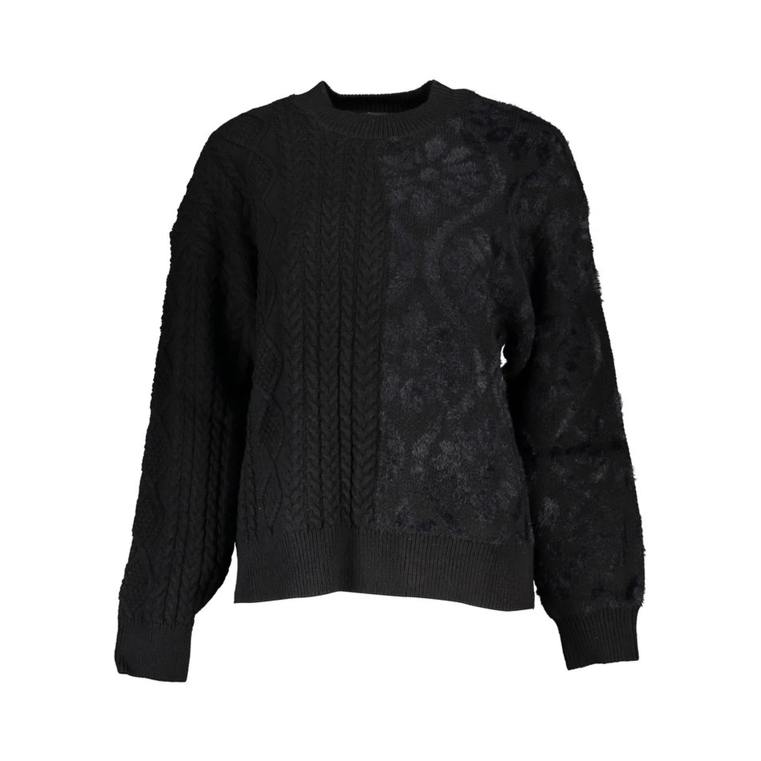 Black Cotton Women's Turtleneck Sweater
