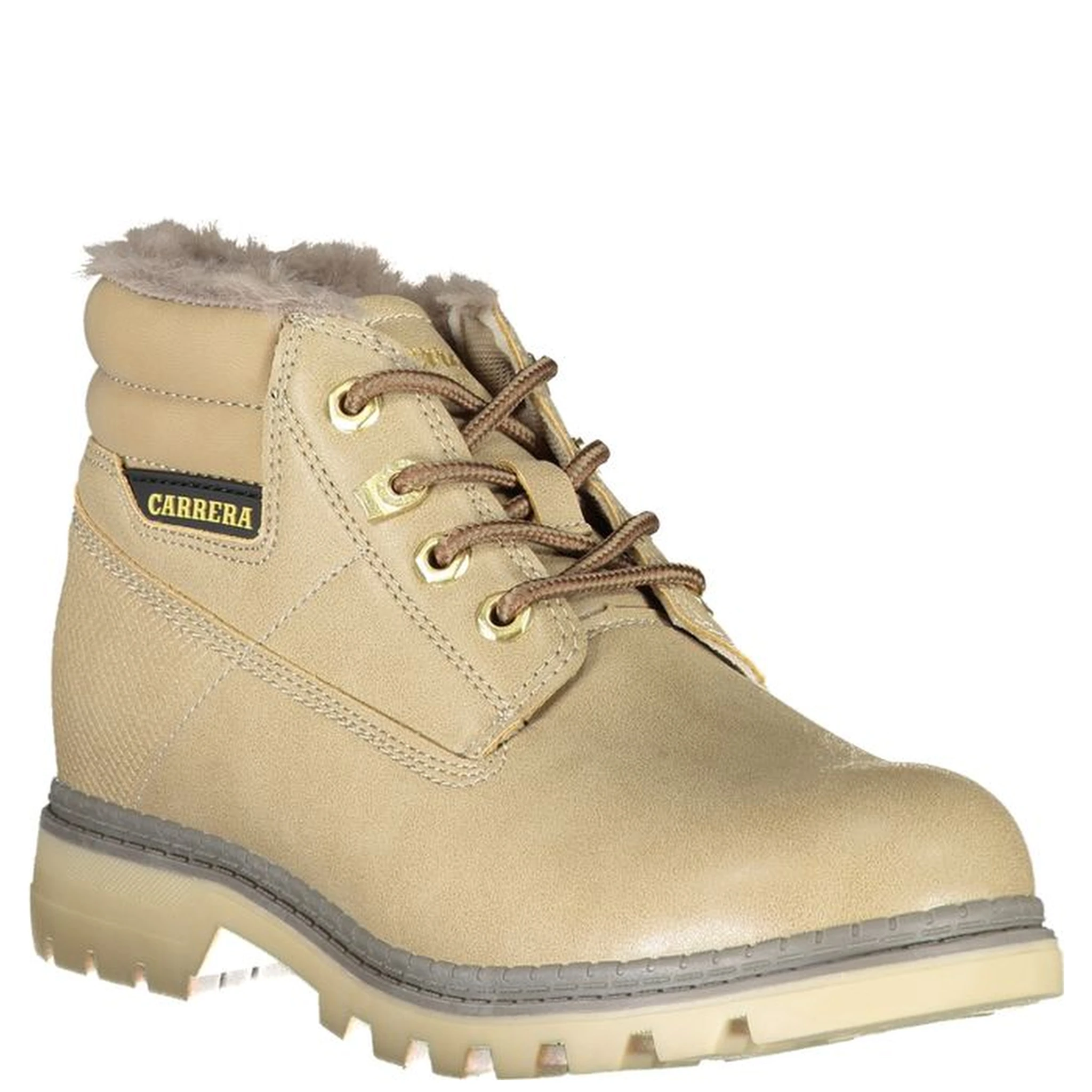 Beige Polyester Women Boot