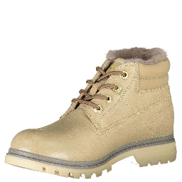 Beige Polyester Women Boot