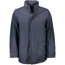 Blue Polyester Men Jacket