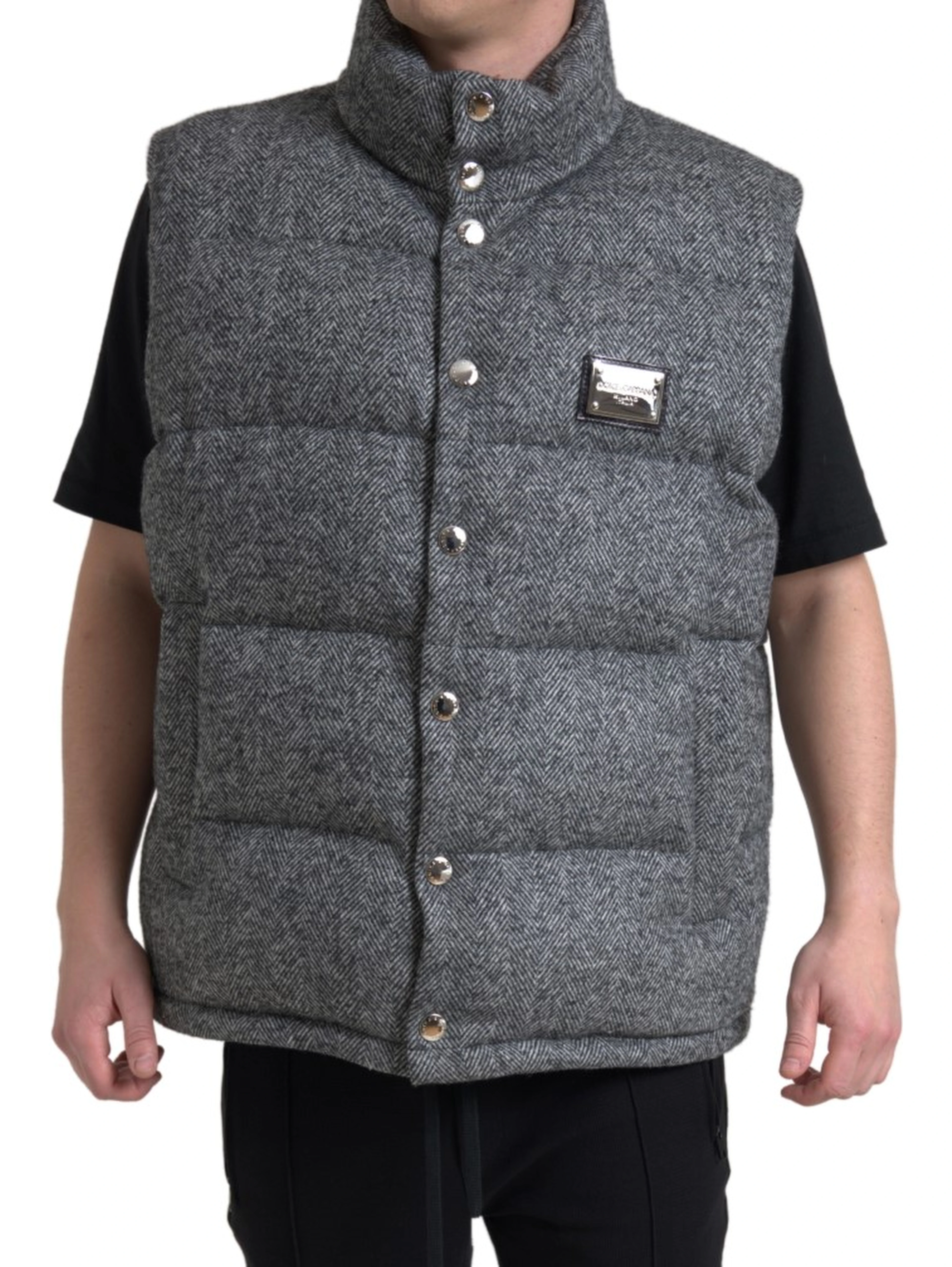 Elegant Chevron Knit Wool Blend Vest Jacket