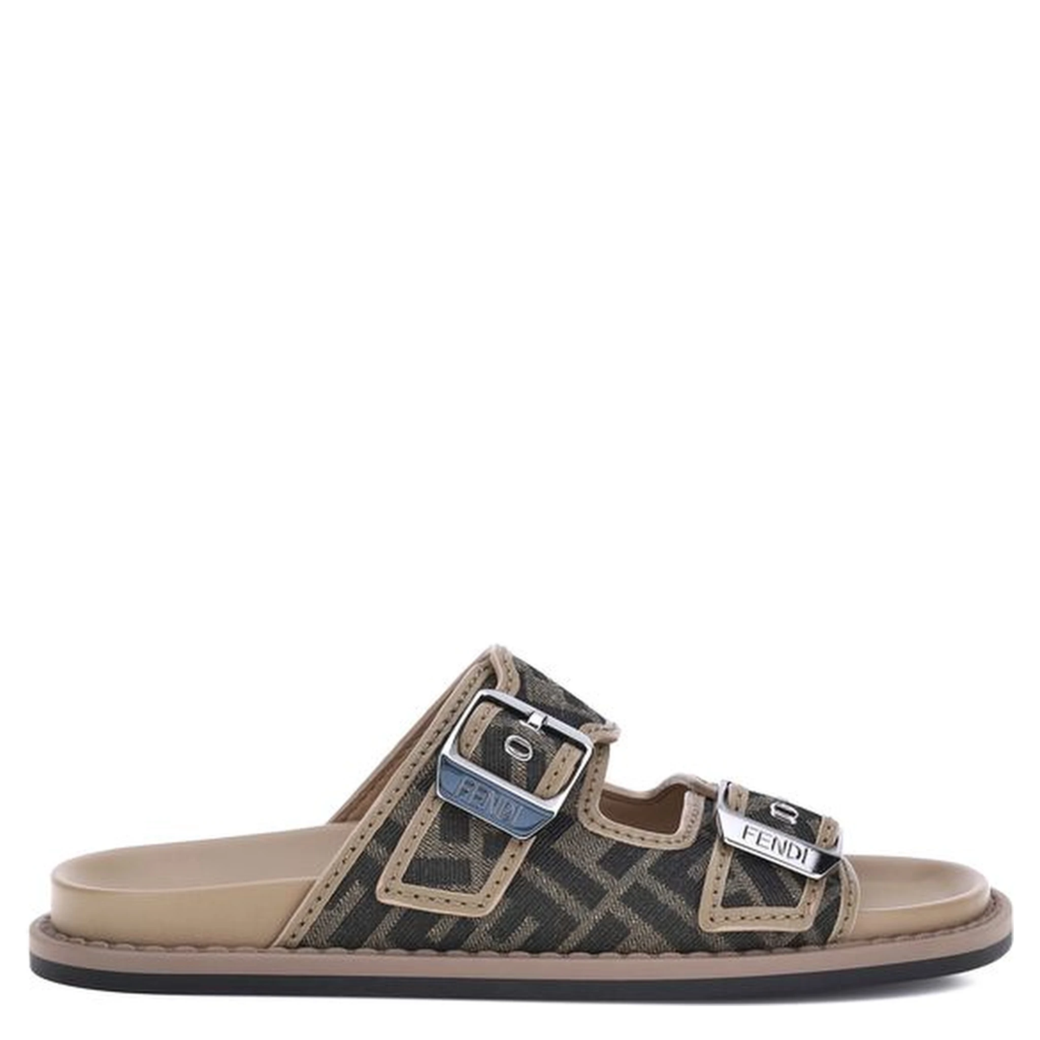 Brown Calf Leather Bos Taurus Flat Sandals