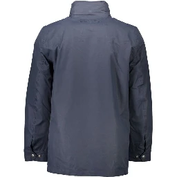 Blue Polyester Men Jacket