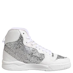 White Silver High Top Women Sneakers Shoes