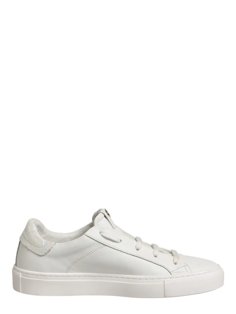 White Leather Low Top Lace Up Sneakers Shoes