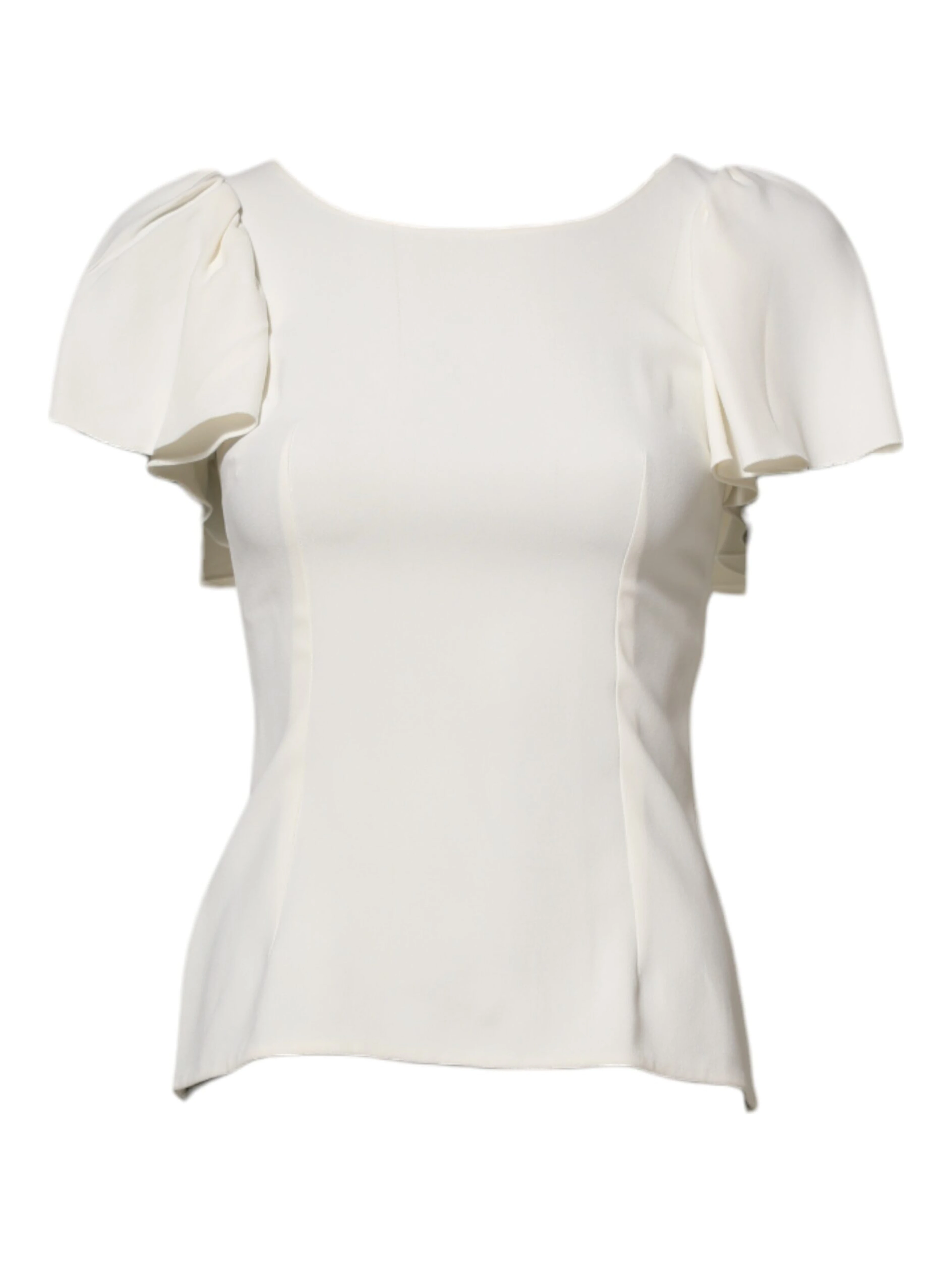 White Round Neck Short Sleeves Blouse Top