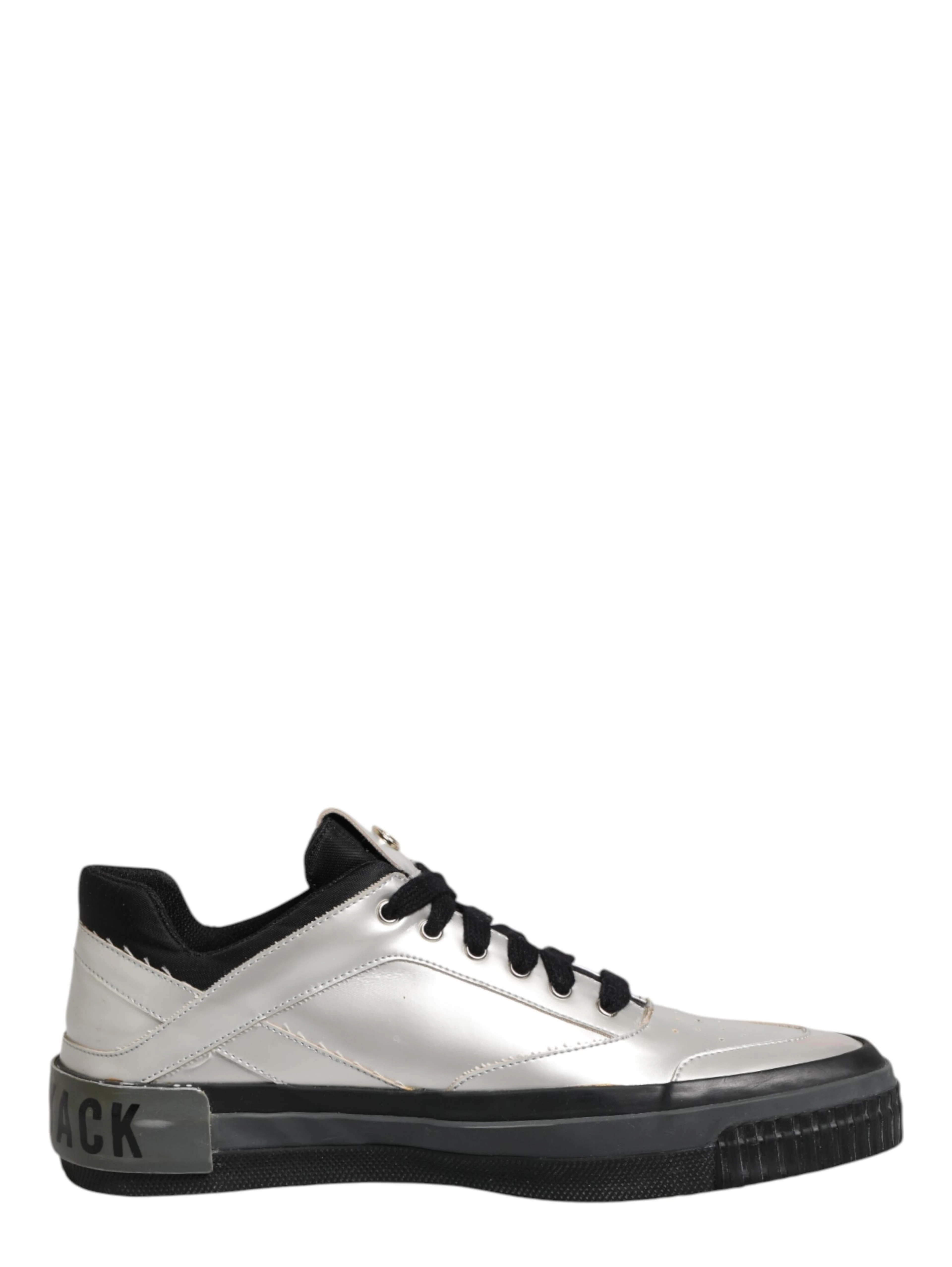 Silver Leather Lace Up Low Top Sneakers Shoes