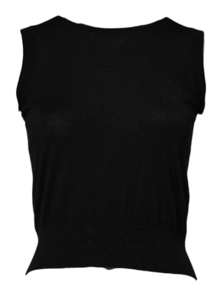 Black Cashmere Sleeveless Women Tank T-shirt