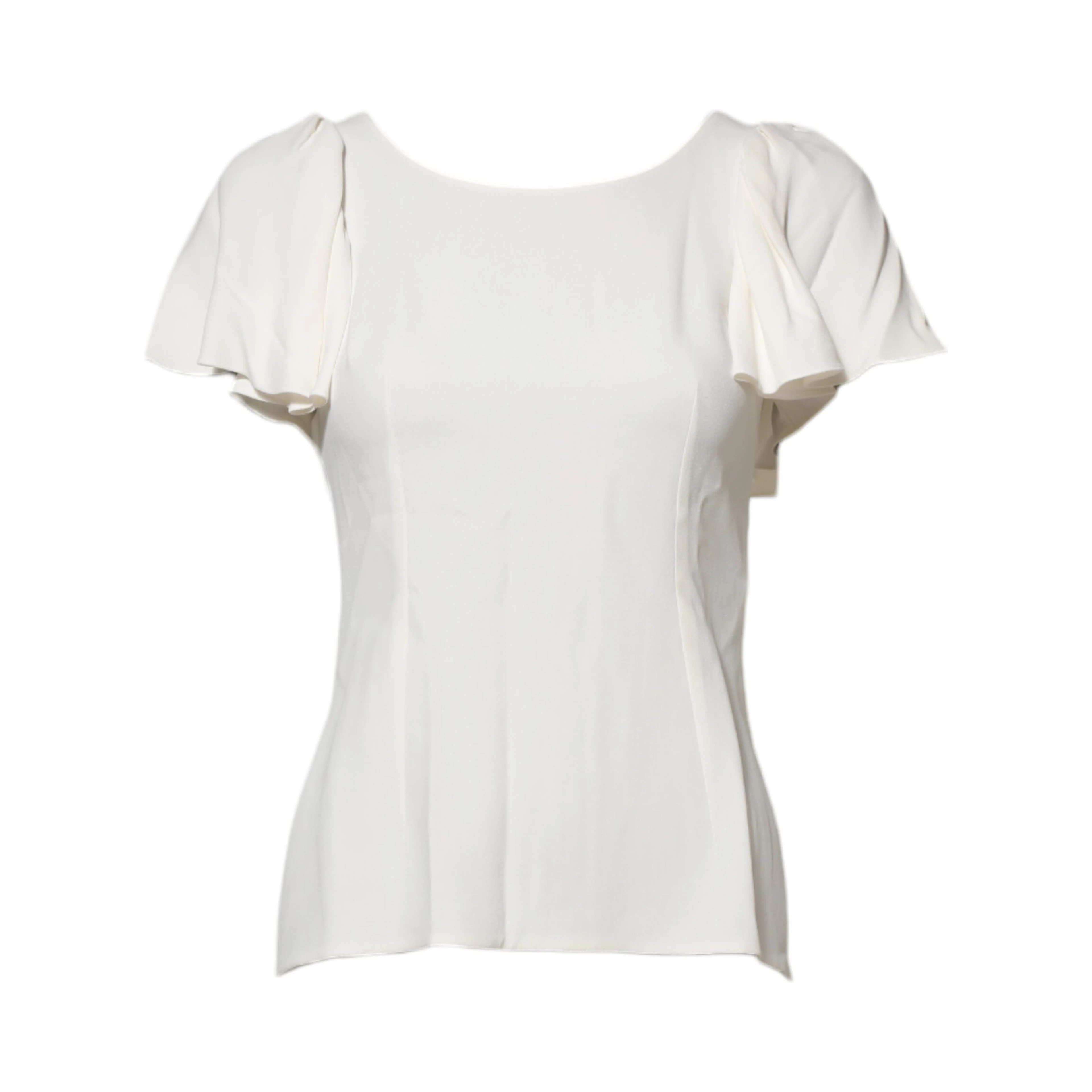 White Round Neck Short Sleeves Blouse Top