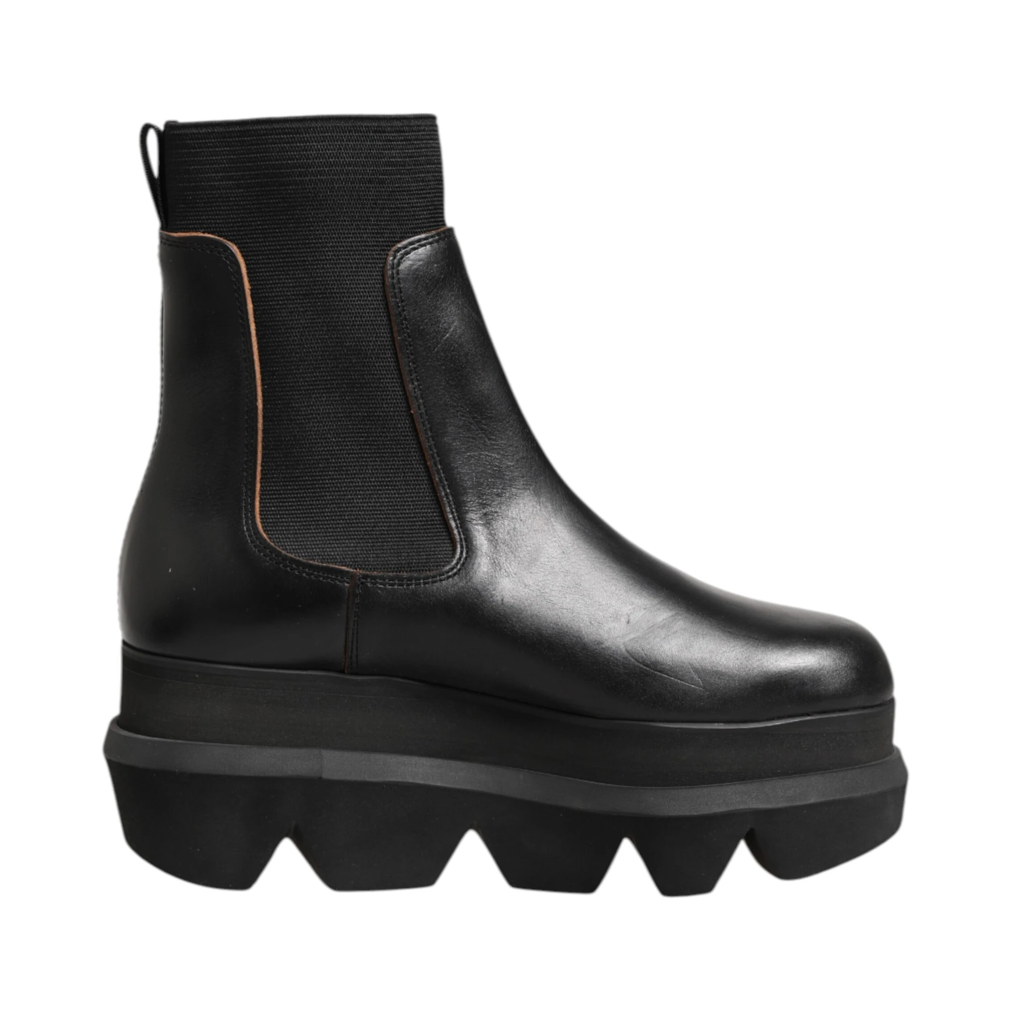 Black Chelsea Leather Pull On Women Ankle Boots Shoes