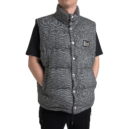 Elegant Chevron Knit Wool Blend Vest Jacket