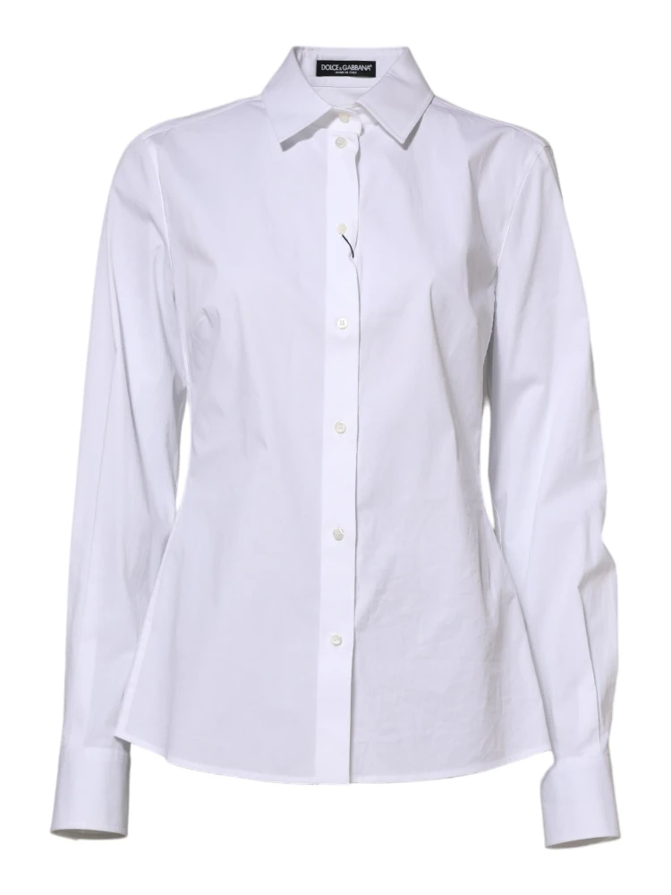White Cotton Long Sleeves Collared Shirt Top