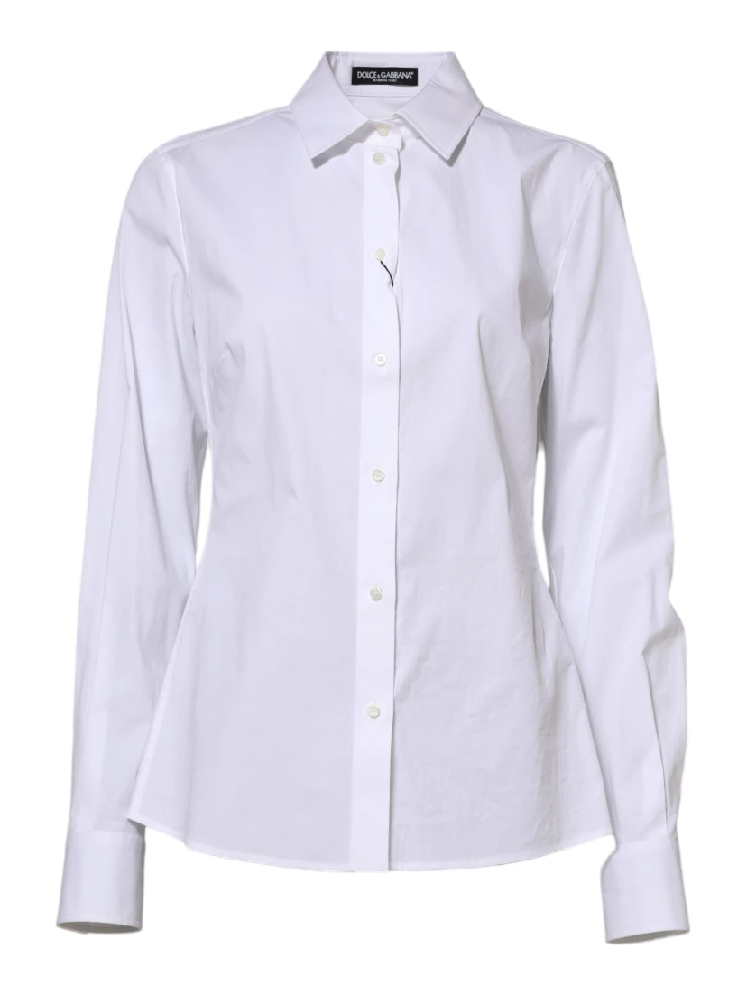 White Cotton Long Sleeves Collared Shirt Top
