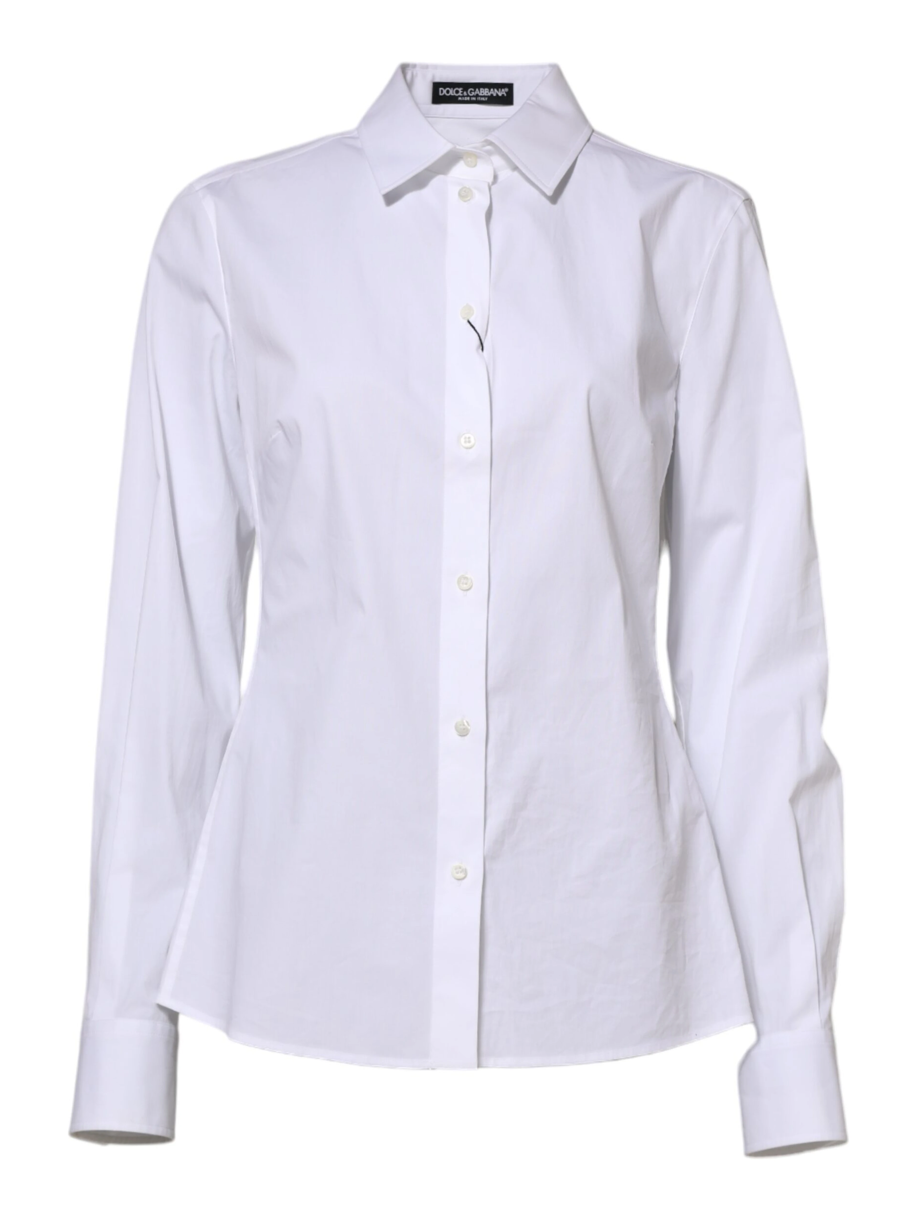 White Cotton Long Sleeves Collared Shirt Top