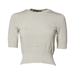 White Silk Short Sleeves Blouse Pullover Top