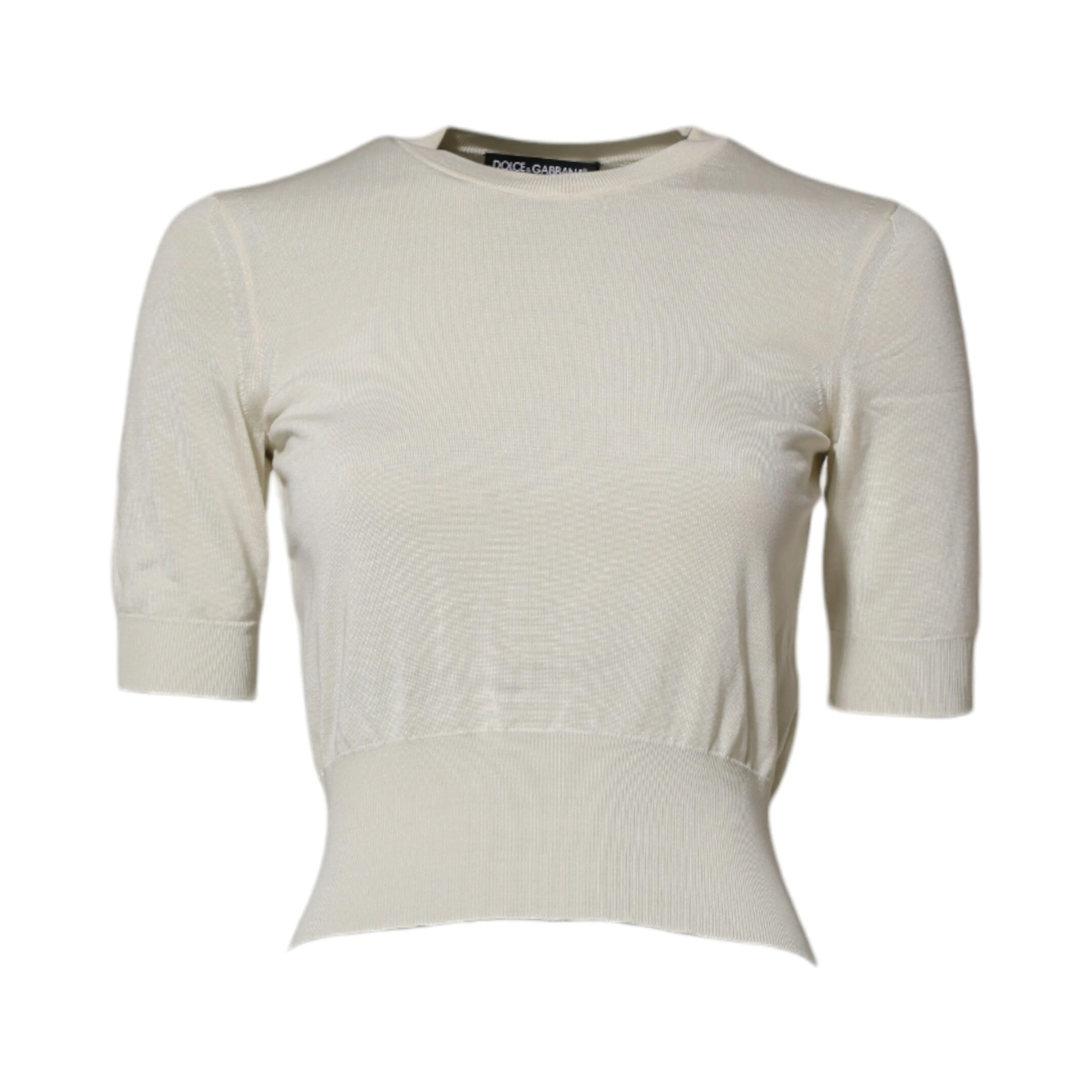 White Silk Short Sleeves Blouse Pullover Top