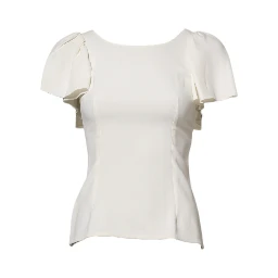 White Round Neck Short Sleeves Blouse Top