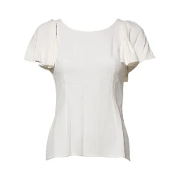 White Round Neck Short Sleeves Blouse Top
