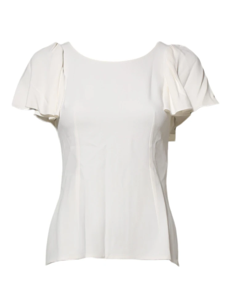 White Round Neck Short Sleeves Blouse Top alternative