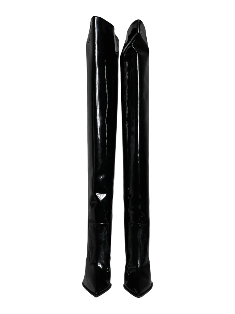 Black Patent Leather Knee High Boots Shoes alternative