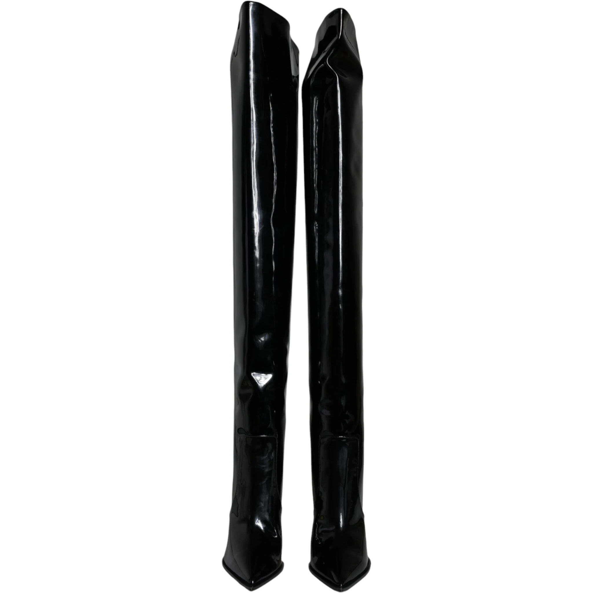 Black Patent Leather Knee High Boots Shoes