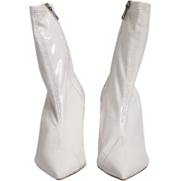 White Stiletto Heels Mid Calf Boots Shoes