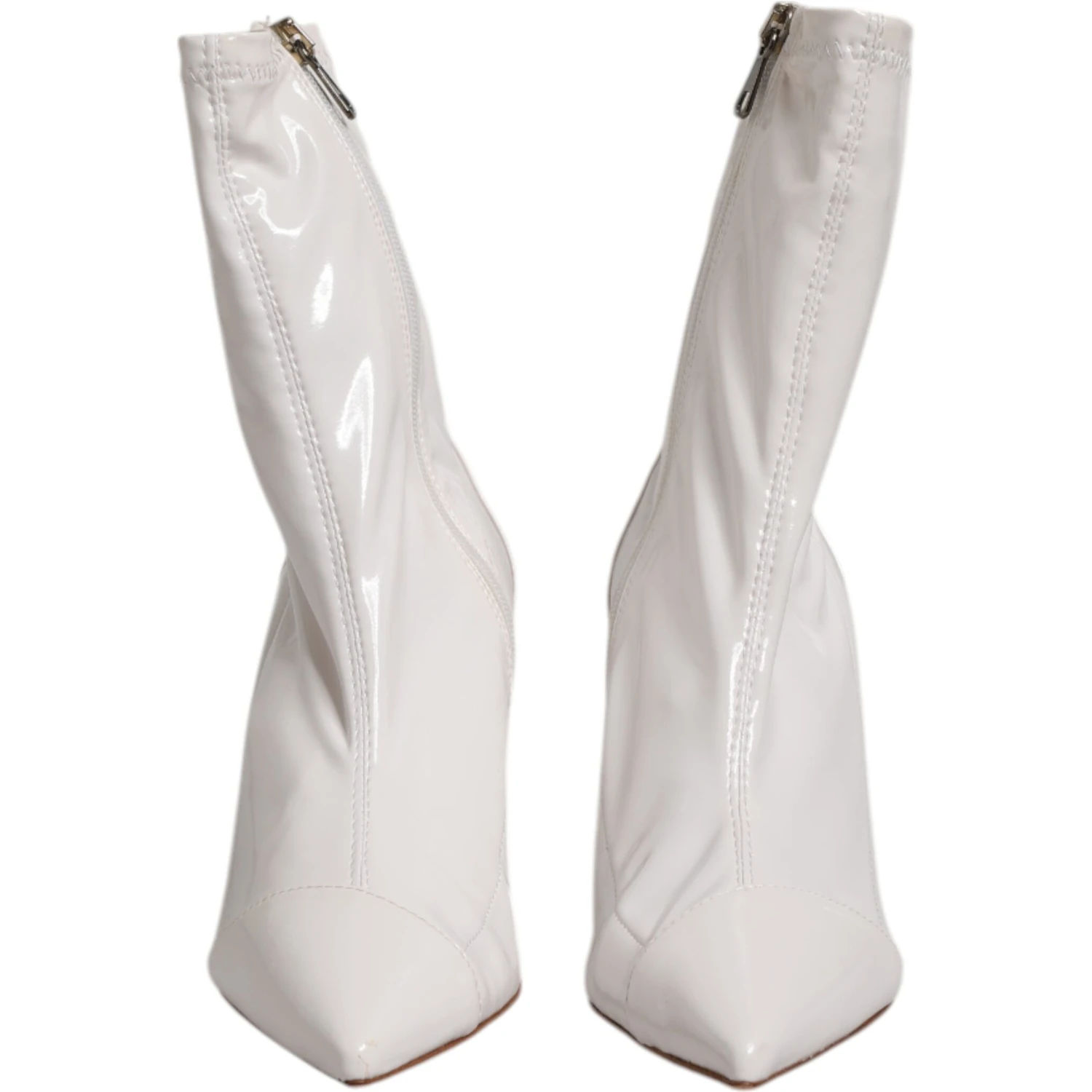 White Stiletto Heels Mid Calf Boots Shoes