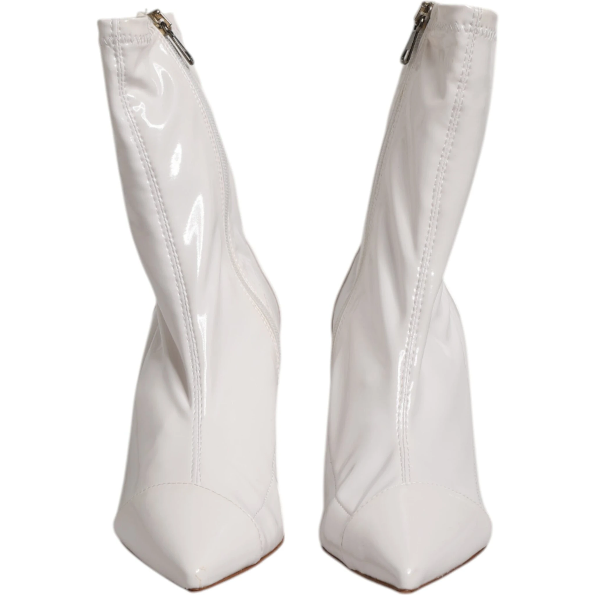 White Stiletto Heels Mid Calf Boots Shoes