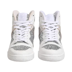 White Silver High Top Women Sneakers Shoes