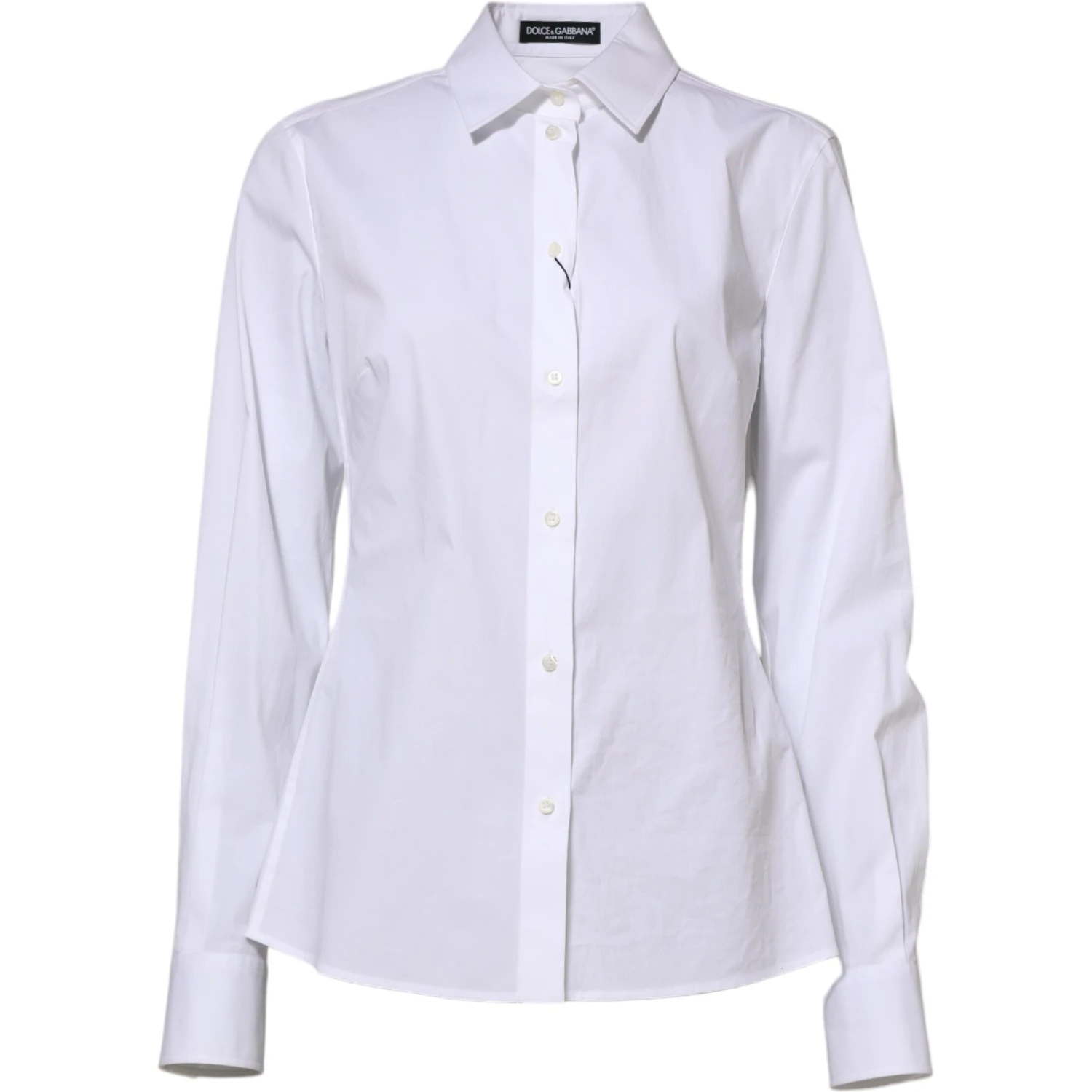 White Cotton Long Sleeves Collared Shirt Top