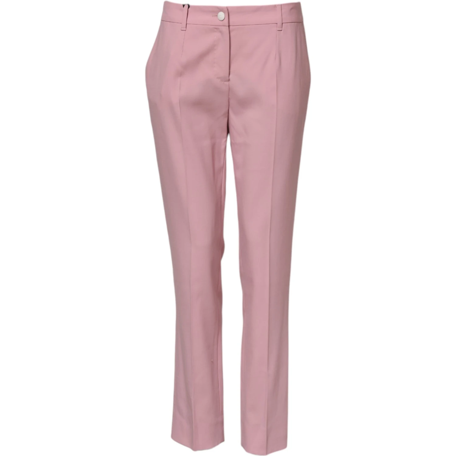 Pink Wool Mid Waist Tapered Pants