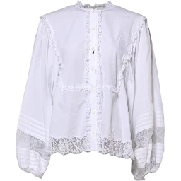 White Ruffled Lace Embellished Blouse Top