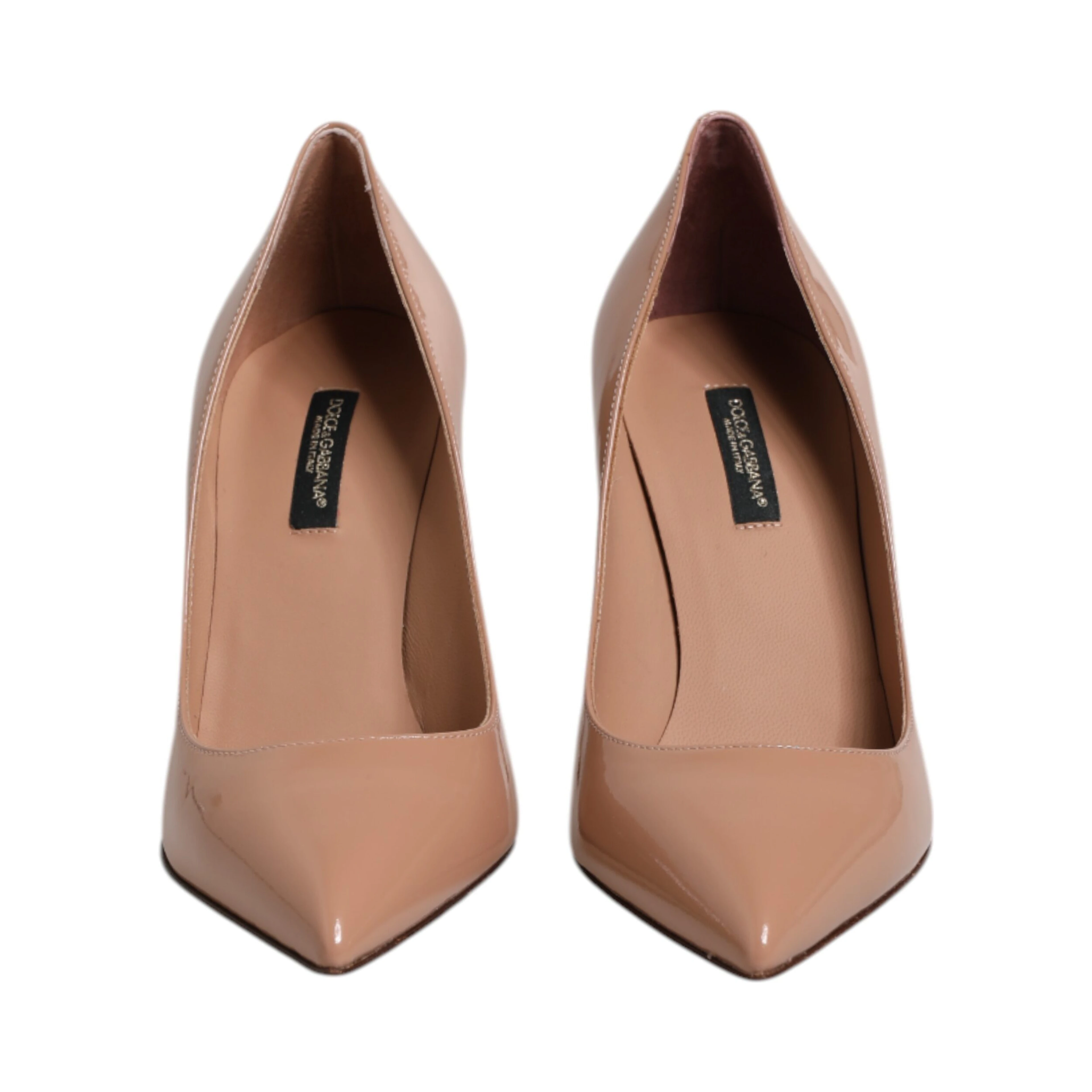 Beige Patent Leather Stiletto Heel Pump Shoes