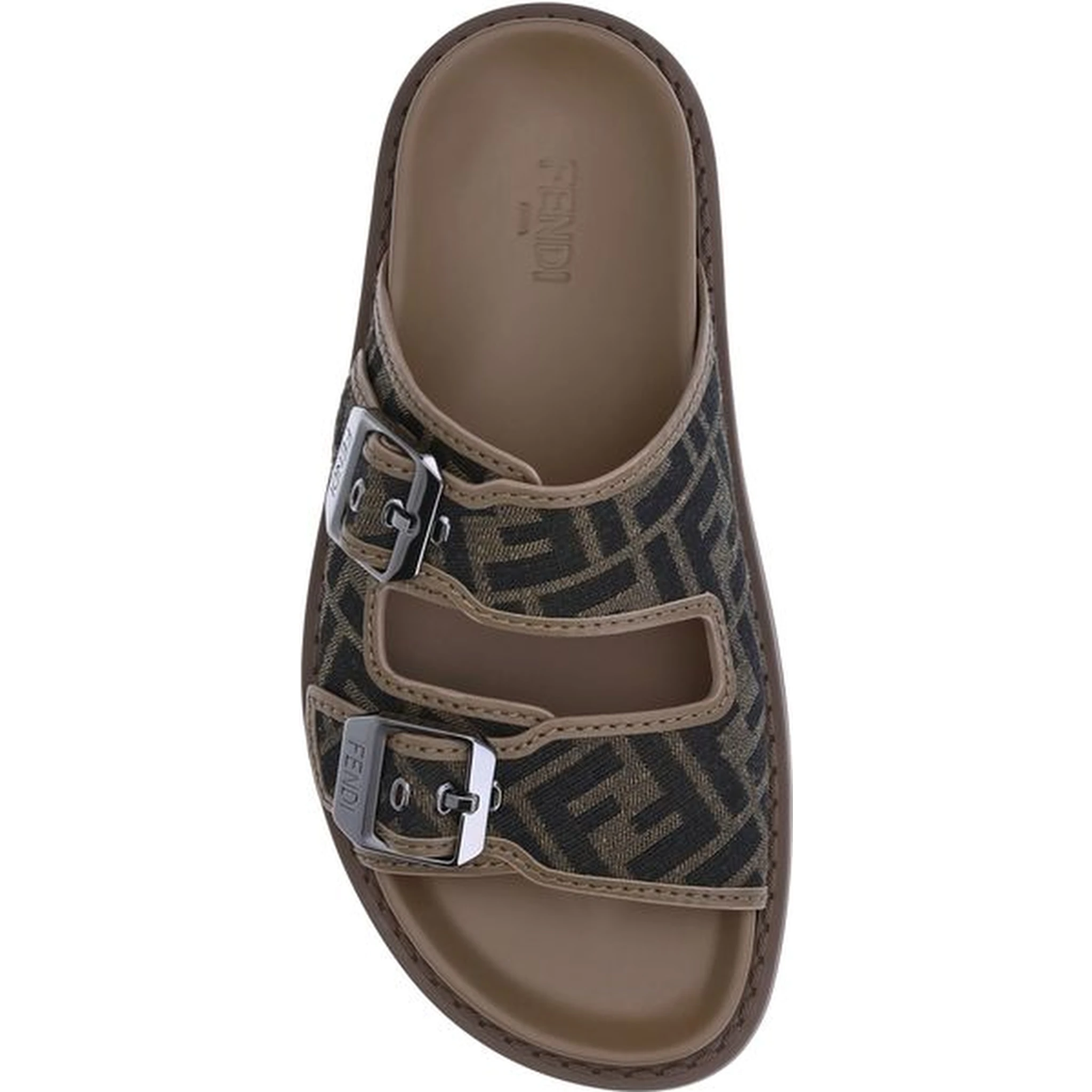 Brown Calf Leather Bos Taurus Flat Sandals