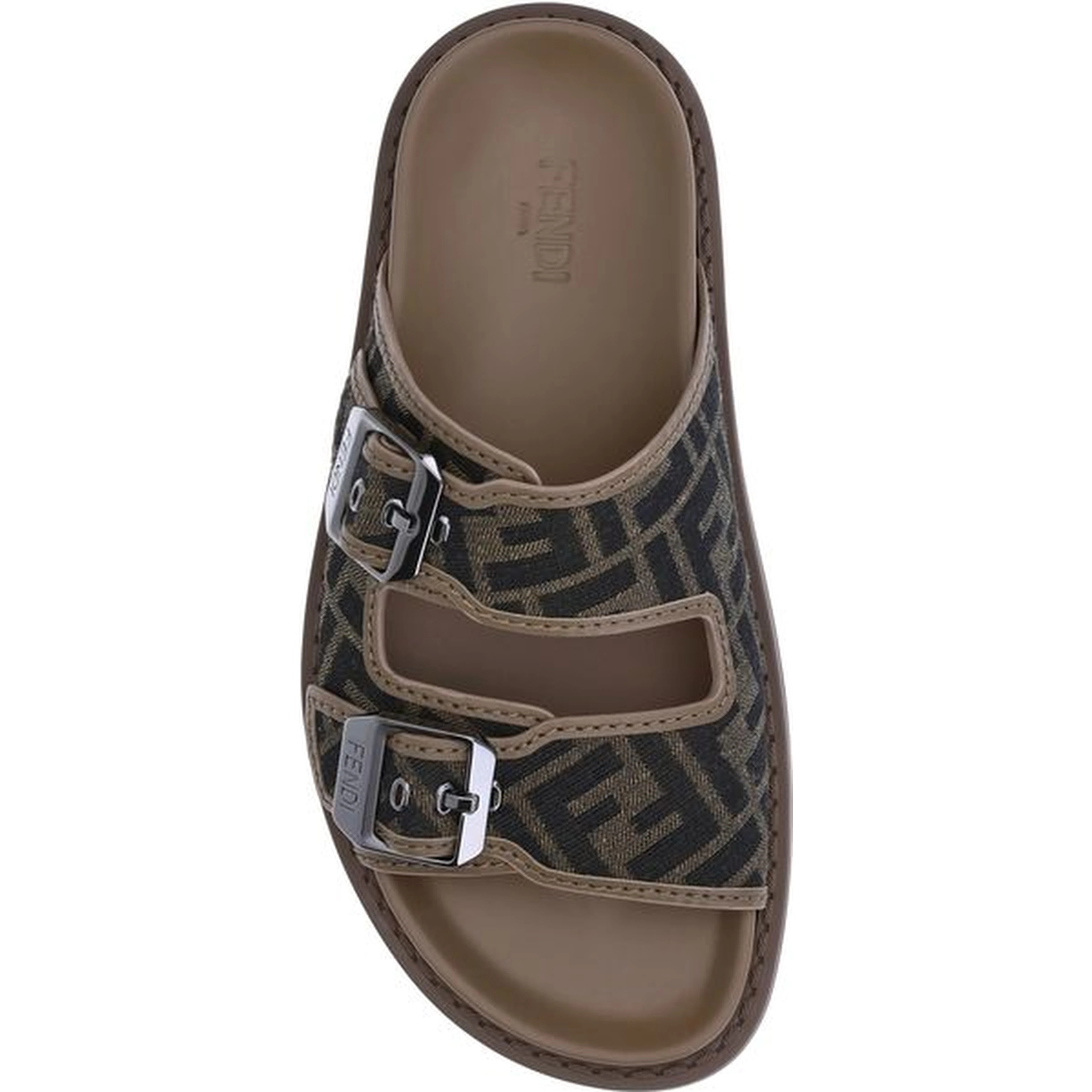 Brown Calf Leather Bos Taurus Flat Sandals