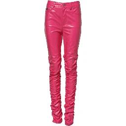Pink Cotton High Waisted Skinny Denim Jeans