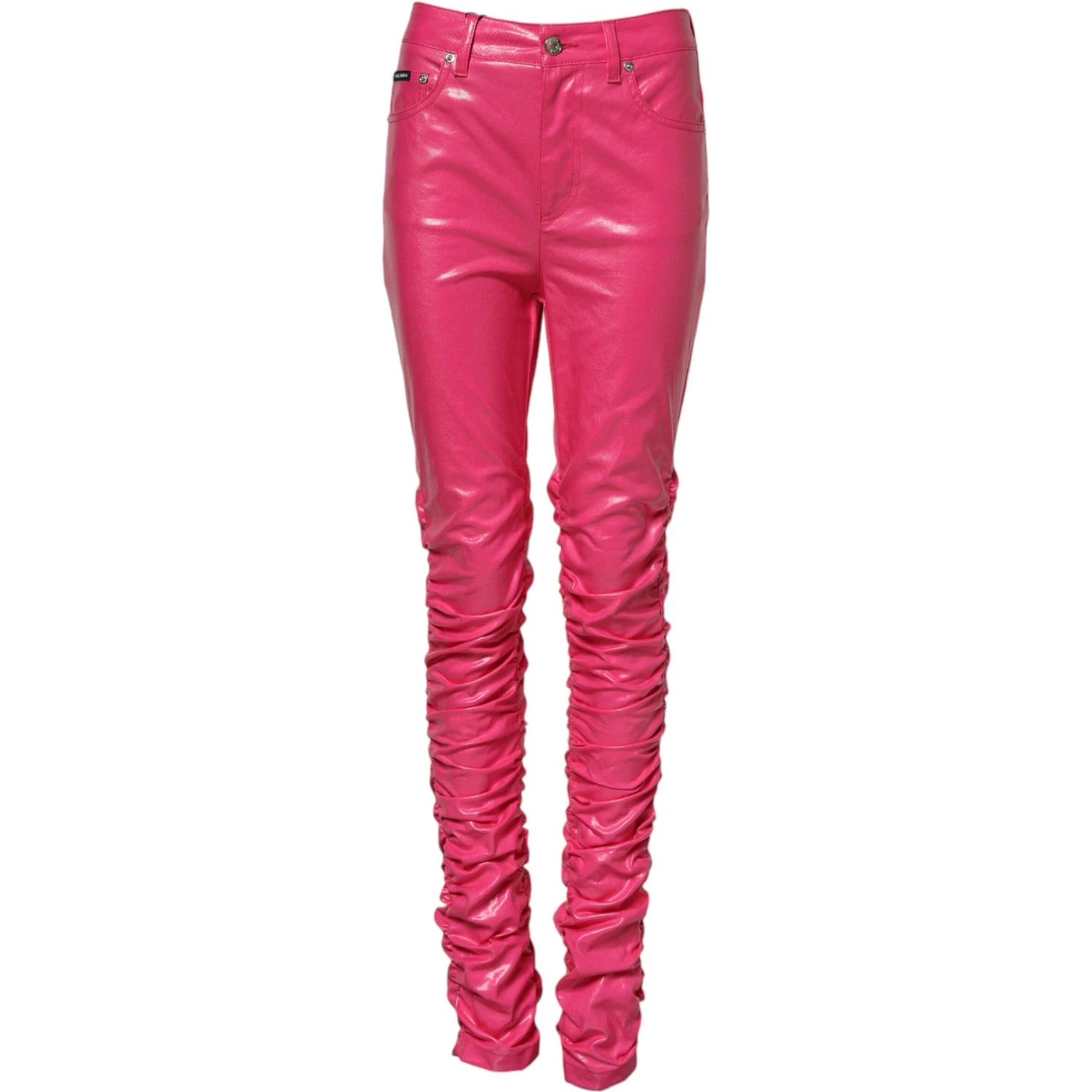 Pink Cotton High Waisted Skinny Denim Jeans