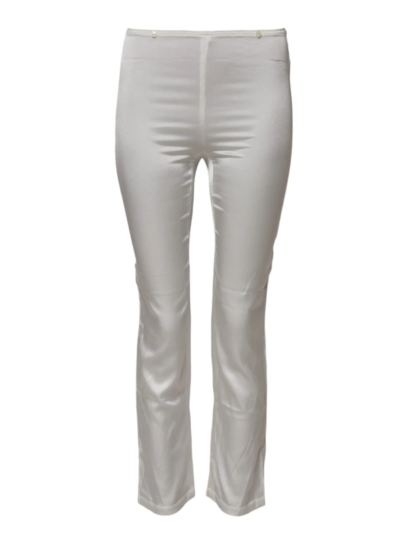 Ivory Silk Tapered High Waist Pants