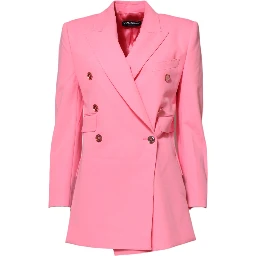 Pink Double Breasted Women Coat Jacket