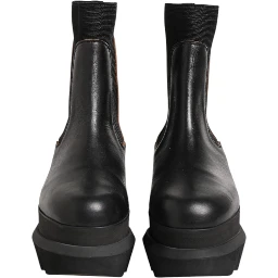 Black Chelsea Leather Pull On Women Ankle Boots Shoes