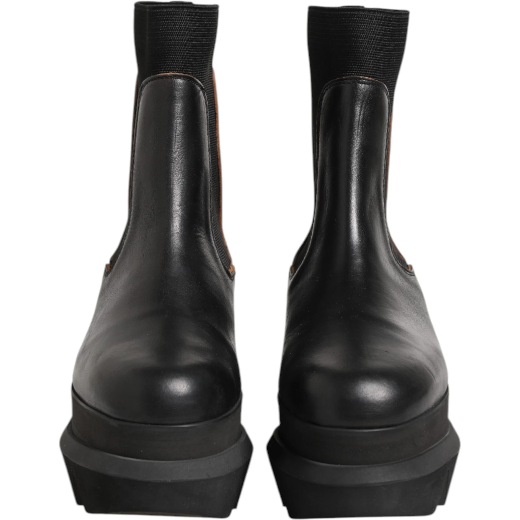 Black Chelsea Leather Pull On Women Ankle Boots Shoes