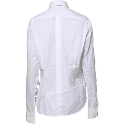 White Crystal Embellished Collared Shirt Top