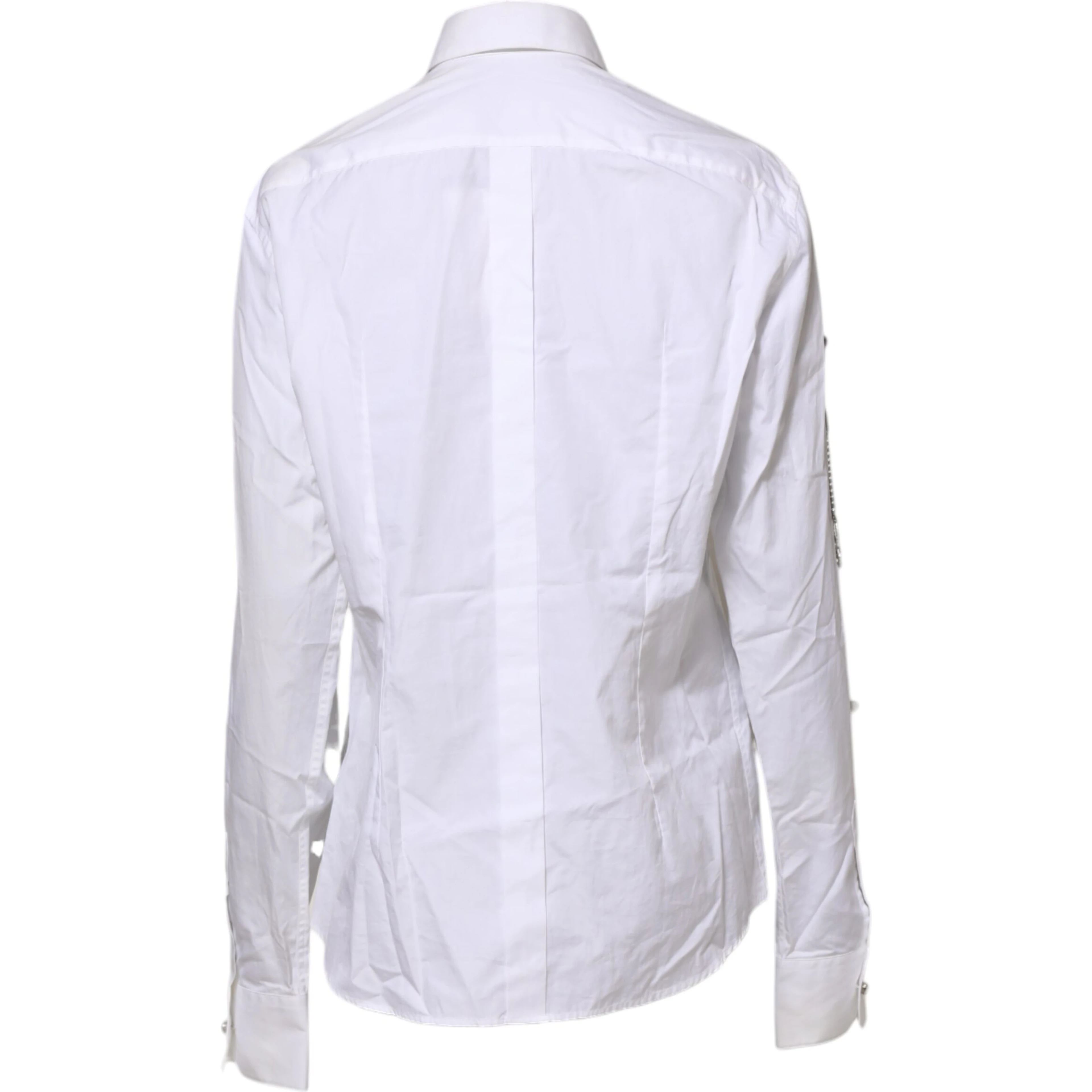 White Crystal Embellished Collared Shirt Top