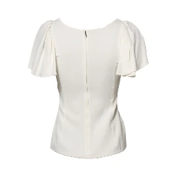 White Round Neck Short Sleeves Blouse Top
