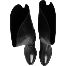 Black Leather Buckled High Boots Shoes