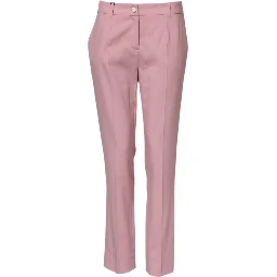 Pink Wool Mid Waist Tapered Pants