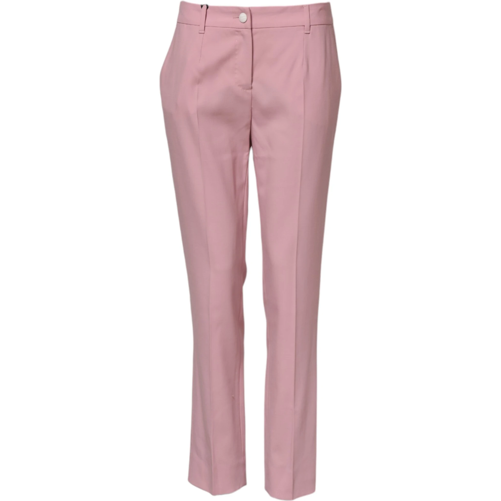 Pink Wool Mid Waist Tapered Pants