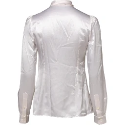 White Ascot Collar Long Sleeve Blouse Top