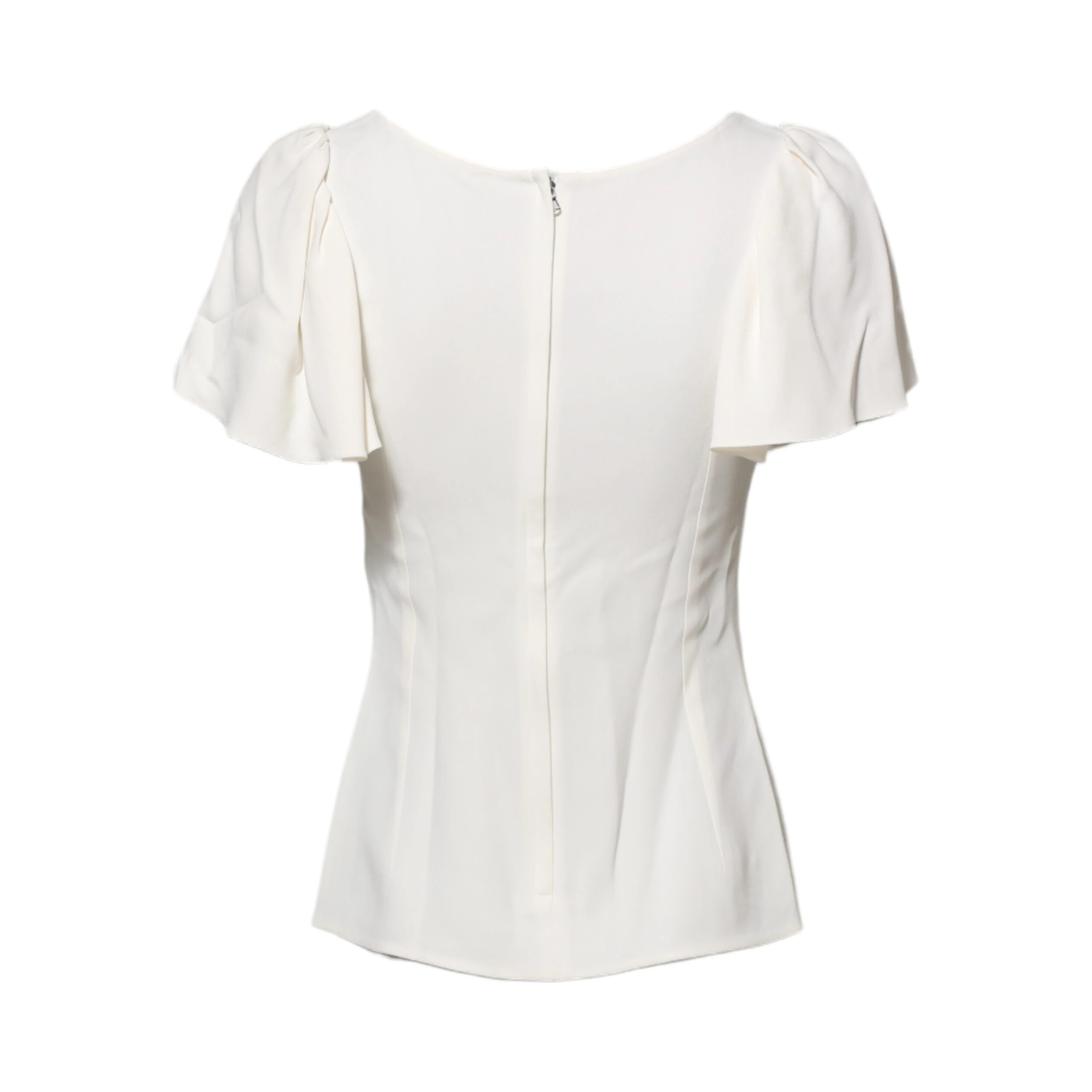 White Round Neck Short Sleeves Blouse Top